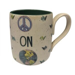 Anthropologie Peace on Earth Stoneware Mug- good condition